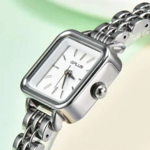 Relógio Prata De Quartzo Com Ponteiro Quadrado